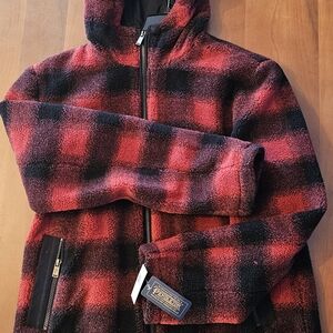 Plaid Hooded Jacket - Red and Black